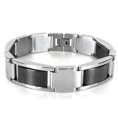 Stainless Steel Two-Tone Polished Link Bracelet - 8.75 Inches