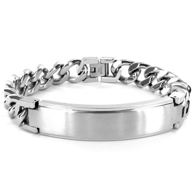 Stainless Steel ID Bracelet (14mm) with Curb Chain - 8.5 Inches