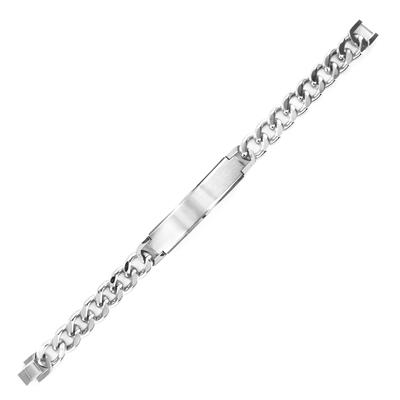 Stainless Steel ID Bracelet (14mm) with Curb Chain - 8.5 Inches