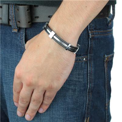 Stainless Steel Blackplated Cable Cuff Bracelet