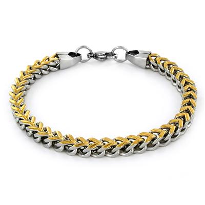 Stainless Steel Mens Two-Tone Goldplated Franco Box Chain Bracelet