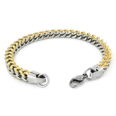 Stainless Steel Mens Two-Tone Goldplated Franco Box Chain Bracelet