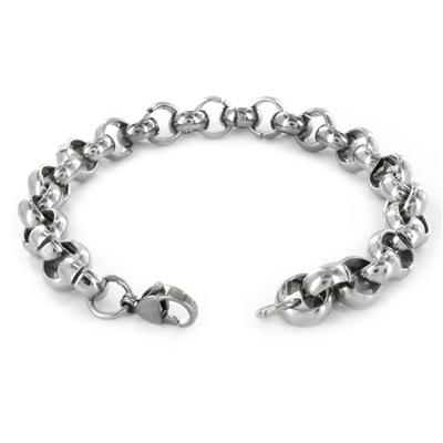 Stainless Steel Mens Large Polished Rolo Chain Bracelet