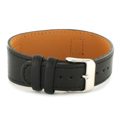 Stainless Steel and Black Leather Mens Engraveable Plate Bracelet