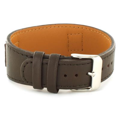 Stainless Steel and Brown Leather Mens Engraveable Plate Bracelet