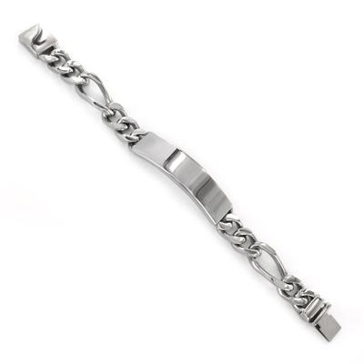 Mens Engraveable Stainless Steel ID Bracelet with Hidden Clasp