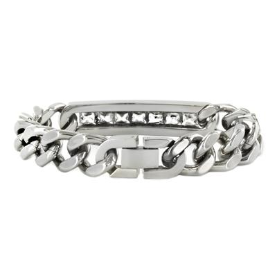 Stainless Steel Cubic Zirconia ID Bracelet