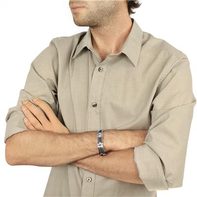 Stainless Steel Black Cable Inlay Link Bracelet