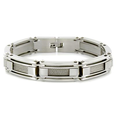 Stainless Steel White Cable Inlay Link Bracelet