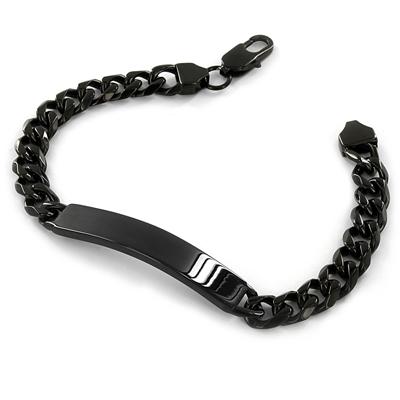 Stainless Steel Black-plated ID Bracelet