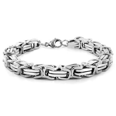 Stainless Steel Byzantine Mens Bracelet - White