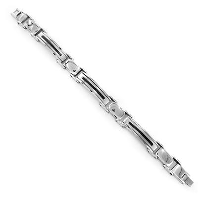 Stainless Steel Thin Carbon Fiber Inlay Mens Bracelet