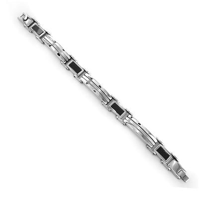 Stainless Steel with Carbon Fiber Link Bracelet