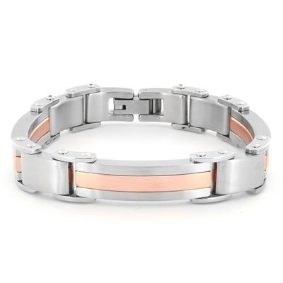 Stainless Steel Gold Plated Brushed Finished Mens Bracelet