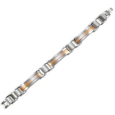 Stainless Steel Gold Plated Brushed Finished Mens Bracelet