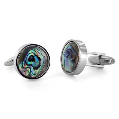 Stainless Steel Mens Mother of Pearl Cuff Links