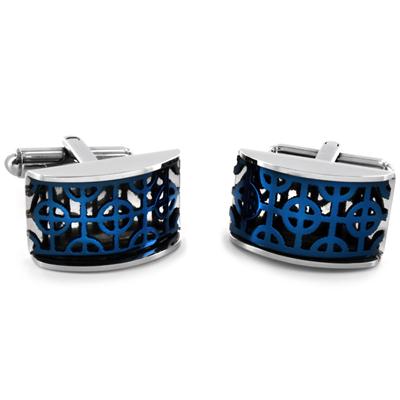 Stainless Steel with Blue IP Plated Cuff Links