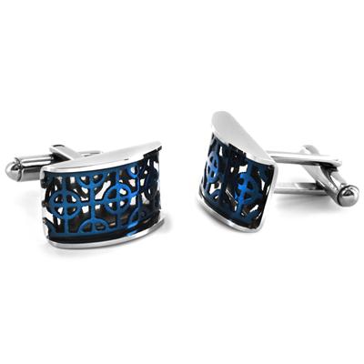 Stainless Steel with Blue IP Plated Cuff Links