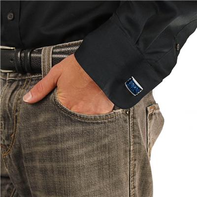 Stainless Steel with Blue IP Plated Cuff Links