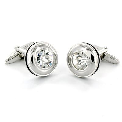 Stainless Steel CZ Black Trim Cuff Links