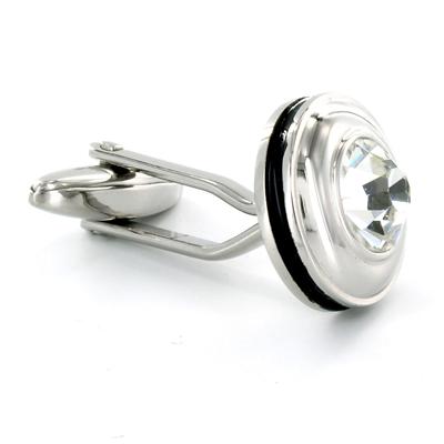 Stainless Steel CZ Black Trim Cuff Links