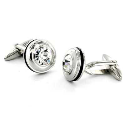 Stainless Steel CZ Black Trim Cuff Links