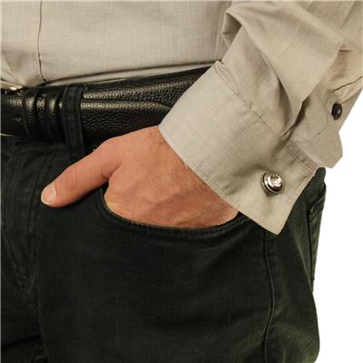Stainless Steel CZ Black Trim Cuff Links