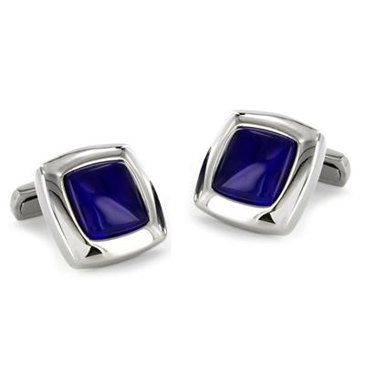 Stainless Steel Blue Enamel Cuff Links