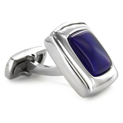 Stainless Steel Blue Enamel Cuff Links
