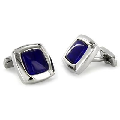 Stainless Steel Blue Enamel Cuff Links