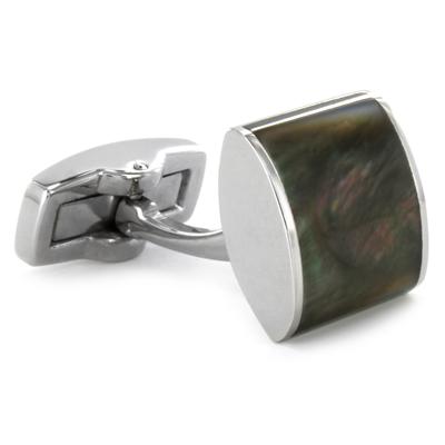 Stainless Steel Mother of Pearl Inlay Square Cuff Links