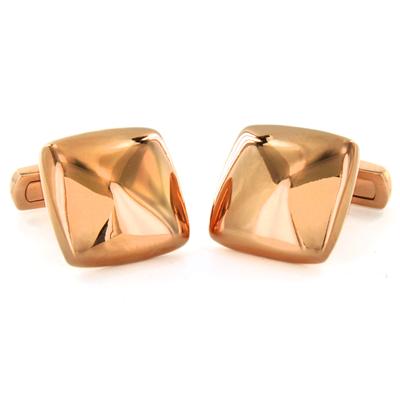 Stainless Steel Square Pink Gold Plated Cuff Links