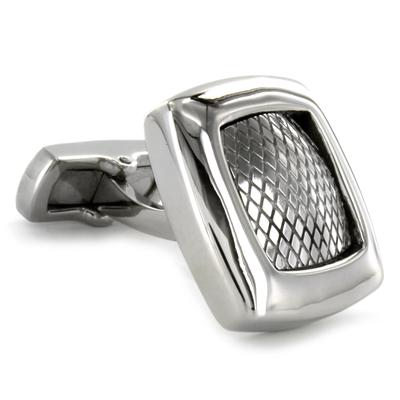 Stainless Steel Square Textured Grid Cuff Links