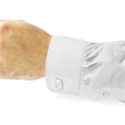 Stainless Steel Cufflinks with White Mother of Pearl Shell Inlay
