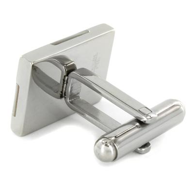 Stainless Steel Cufflinks with White Mother of Pearl Shell Inlay