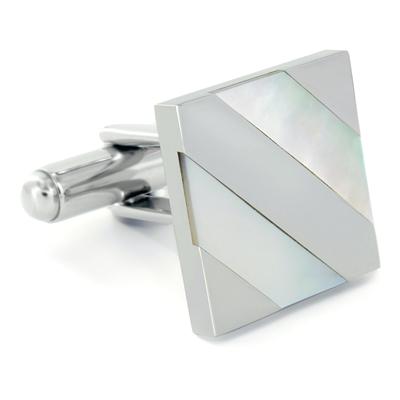 Stainless Steel Polished Mother of Pearl Inlay Cufflinks