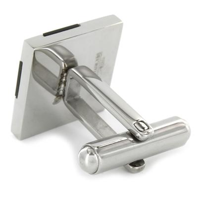 Stainless Steel Polished Black Onyx Inlay Cuff Links