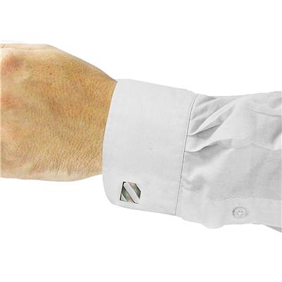 Polished Stainless Steel with Abalone Shell Inlay Cuff Links