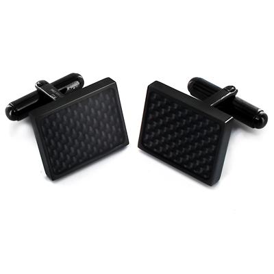 Stainless Steel Blackplated Black Carbon Fiber Cuff Links