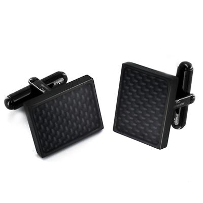 Stainless Steel Blackplated Black Carbon Fiber Cuff Links