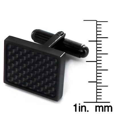 Stainless Steel Blackplated Black Carbon Fiber Cuff Links