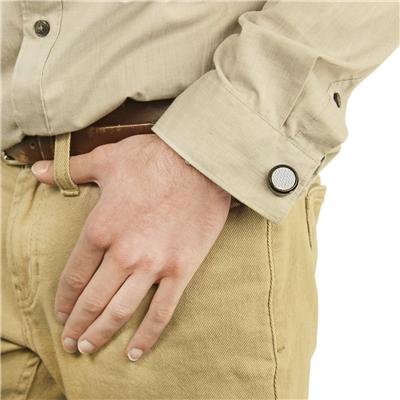 Stainless Steel with Black and White Carbon Fiber Inlay Oversized Cufflinks