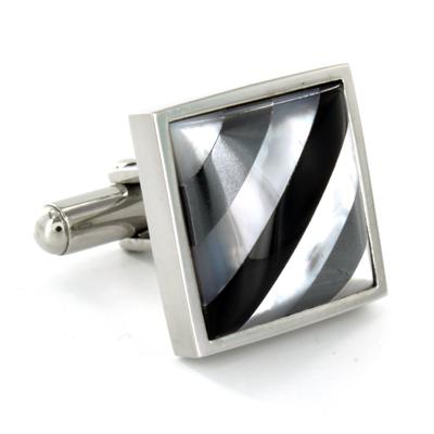 Stainless Steel with Steel Shell and Onyx Inlay Cuff Links