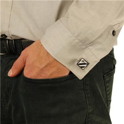 Stainless Steel with Steel Shell and Onyx Inlay Cuff Links