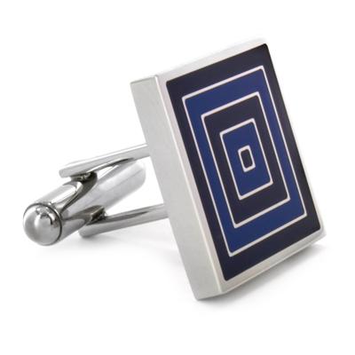 Stainless Steel Blue and Black Patterned Cufflinks - Blue and Black Squares