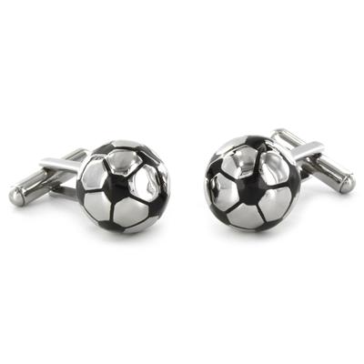 Stainless Steel Round Soccer Ball Cuff Links