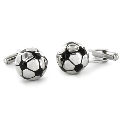 Stainless Steel Round Soccer Ball Cuff Links