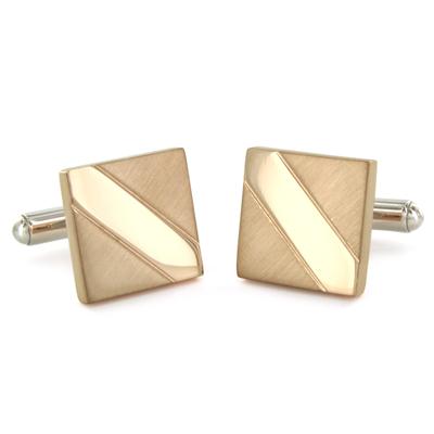 Stainless Steel Pink Gold Plated Rectangle Cuff Links
