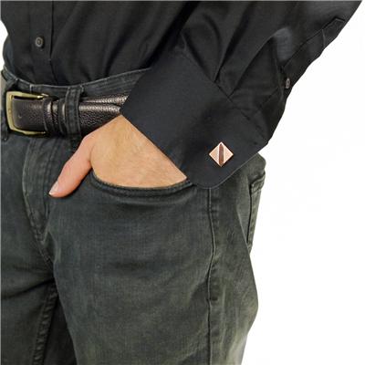 Stainless Steel Pink Gold Plated Rectangle Cuff Links