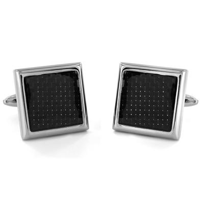 Square Stainless Steel with Carbon Fiber Inlay Cuff Links